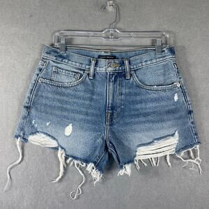 Lucky Brand Mid Rise Cutoff Denim Shorts Womens Size 6 28 Distressed Raw Hem